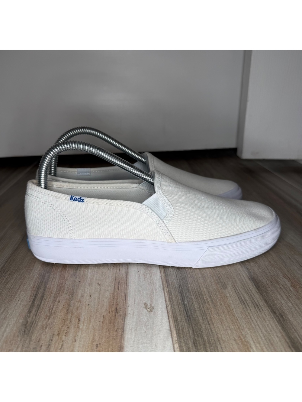 Keds Double Decker Canvas Slip On Sneaker Shoes White Womens Sz 8 WF61020 - Picture 4 of 9